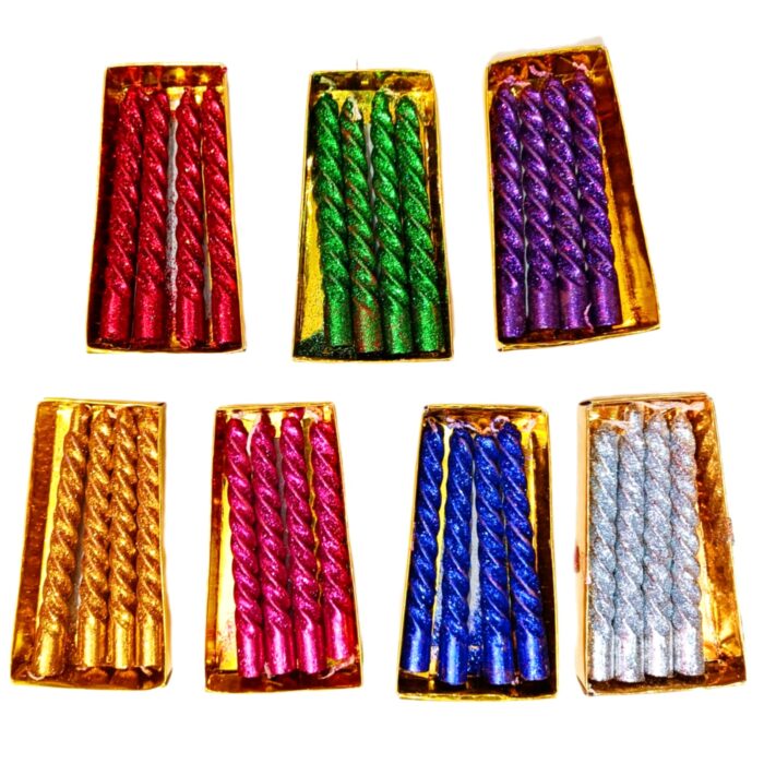 Glitter Twisted Candles Gift Set of 4 piece