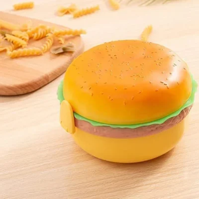Burger Shape Lunch Box with Spoon & Fork for Kids