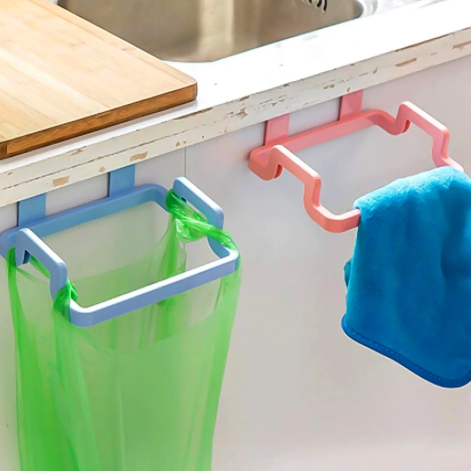 over cabinet garbage bag holder kitchen door rack