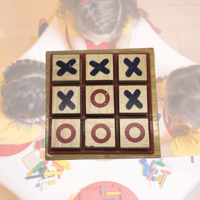wooden tic tac toe zero and x board game for kids and family play