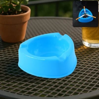 Heavy Duty Plastic Ashtray with Cigarette Holder Slots