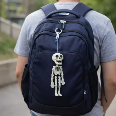 Skeleton Keychain with Metal Hook for Keys & Bags
